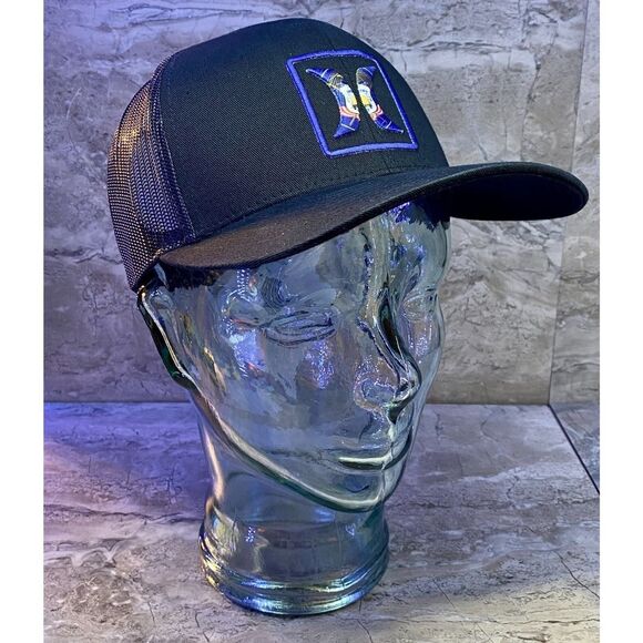 Hurley Icon Men's Utah Trucker Hat Mesh Snapback Black Curved Bill One Size - Picture 4 of 8